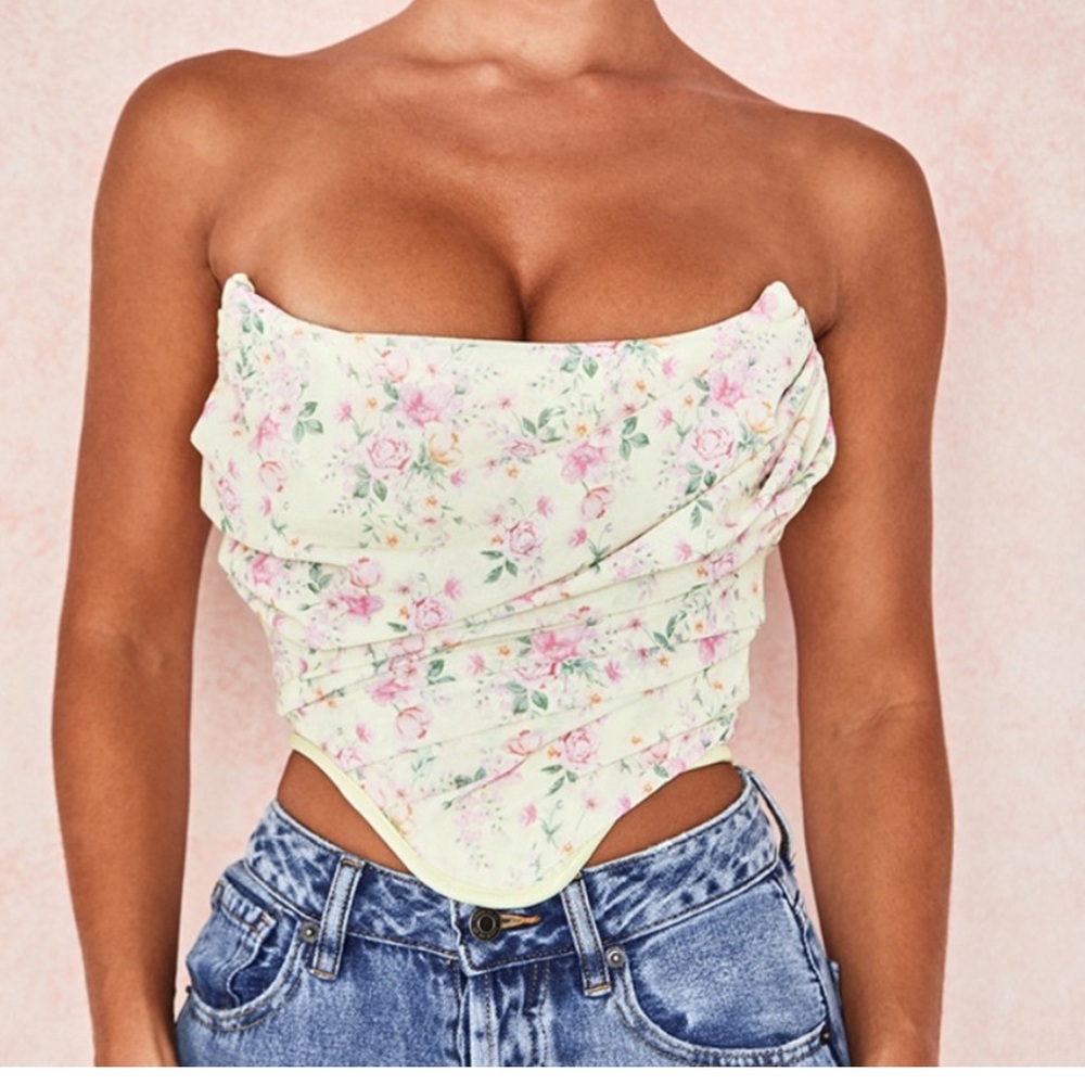 Gorgeous Floral House of CB Yellow Corset Top